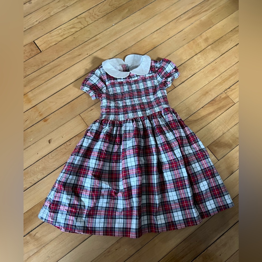Janie and Jack The Charlotte Smocked Dress in jet ivory tartan Christmas holiday